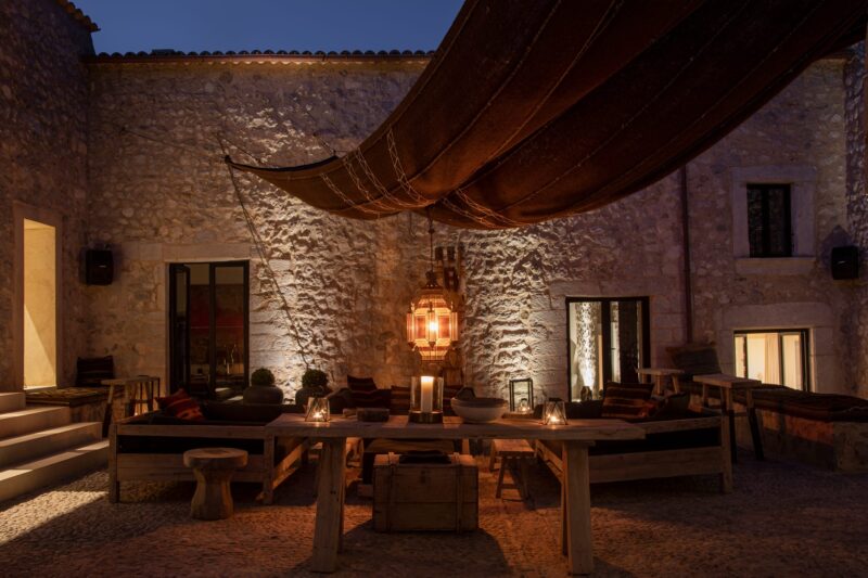 Patio at night